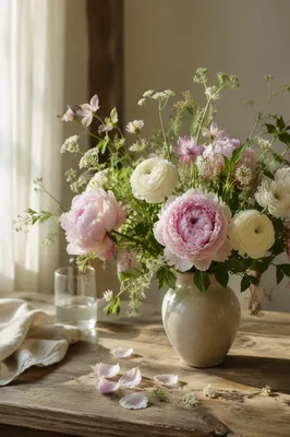 Garden Flower Arrangement in Ceramic Vase