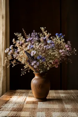 Rustic Dried Flower Vase Still Life