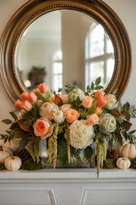 Autumn Floral Vase on White Mantel