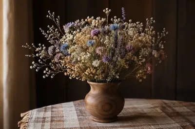Rustic Dried Flower Vase Still Life