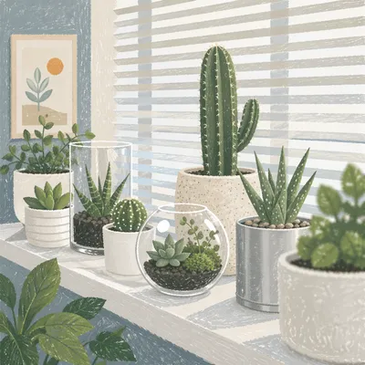 Minimal Indoor Plant Shelf in Morning Light