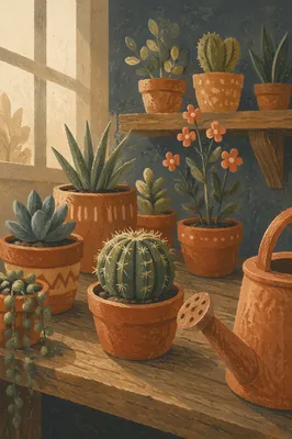 Moody Indoor Plants on Rustic Shelf