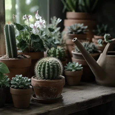 Rustic Indoor Plant Shelf with Terracotta Pots