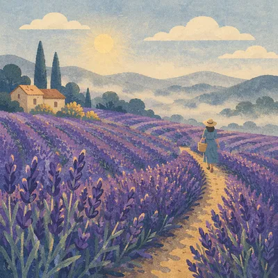 Golden Morning Lavender Field Path