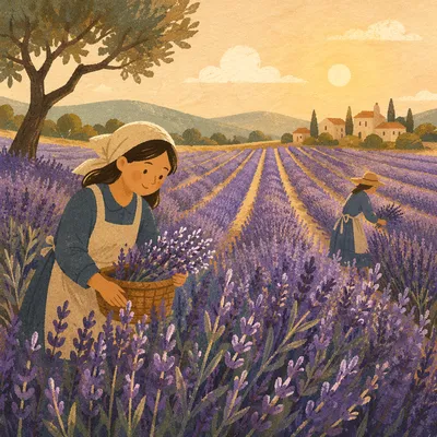 Golden Hour Lavender Field in Bloom