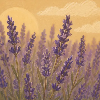 Golden Hour Lavender Field Close-Up