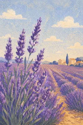 Morning Lavender Field with Fragrant Purple Rows