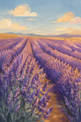 Golden Hour Lavender Field Rows