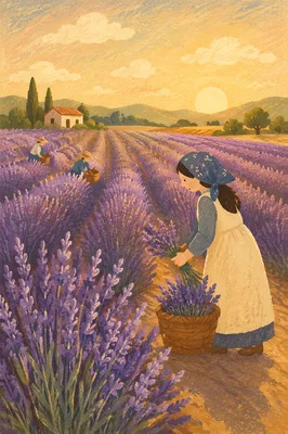Golden Hour Lavender Field in Bloom