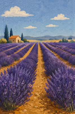 Endless Lavender Rows Under Summer Sky