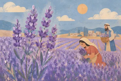 Morning Lavender Field with Purple Blossoms