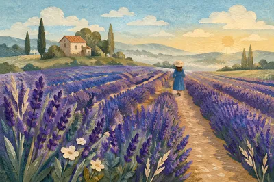 Golden Morning Lavender Field Path