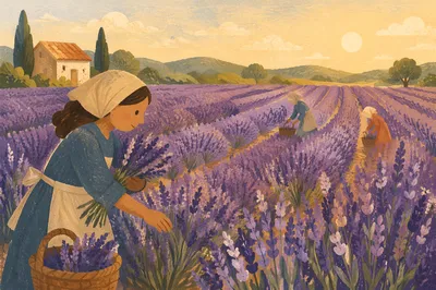 Golden Hour Lavender Field in Bloom