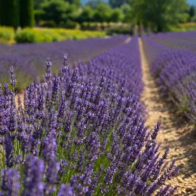Fragrant Lavender Rows in Summer Sunlight