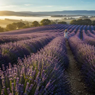Golden Morning Lavender Field Path