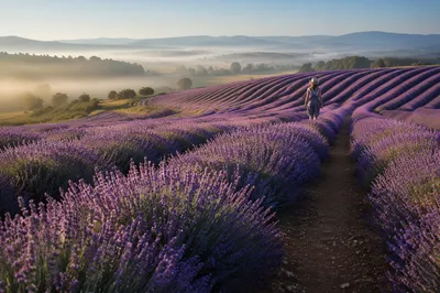 Golden Morning Lavender Field Path