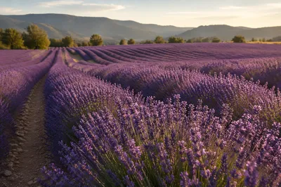 Golden Hour Lavender Field in Bloom