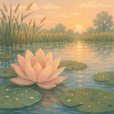Serene Pink Lotus on Dawn Pond