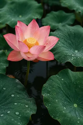 Serene Pink Lotus on Calm Pond