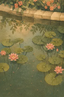 Serene Lotus Pond with Magenta Blossoms