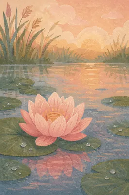 Serene Pink Lotus on Dawn Pond