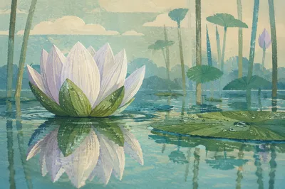 Serene Lotus Flower on Tranquil Pond