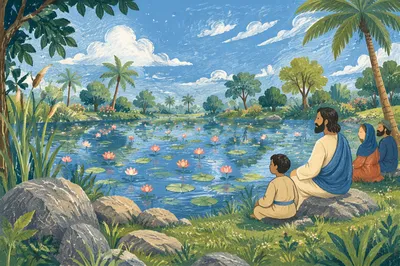 Serene Pink Lotus Pond Landscape