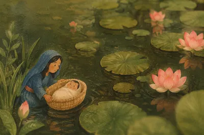 Serene Pink Lotus on Quiet Pond