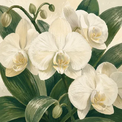 Elegant White Orchid Botanical Study