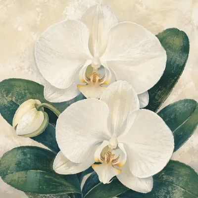 Elegant White Orchid Botanical Portrait