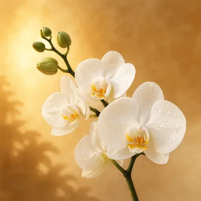 Elegant White Orchid on Warm Beige Background