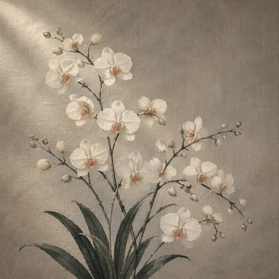 Elegant White Orchid Botanical Portrait