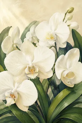 Elegant White Orchid Botanical Study