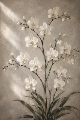 Elegant White Orchid on Warm Linen