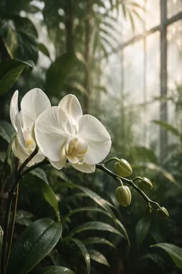 Elegant White Orchid in Morning Light