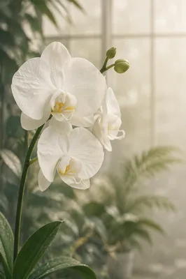 Elegant White Orchid in Morning Light