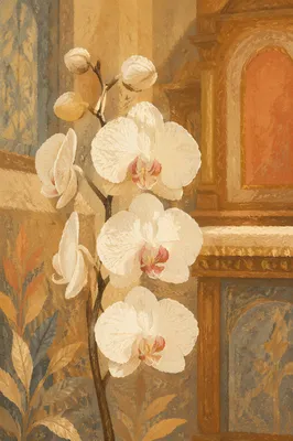 Elegant White Orchids in Warm Chapel Light