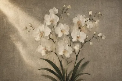 Elegant White Orchid Botanical Portrait