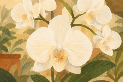 Elegant White Orchid Macro Blossom