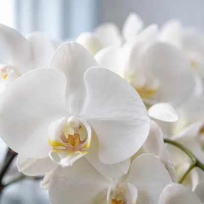 Elegant White Orchid Blossoms in Soft Light