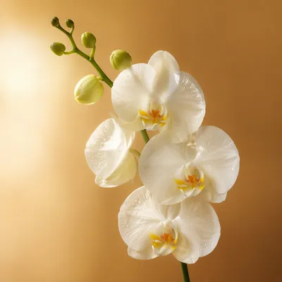 Elegant White Orchid on Warm Beige