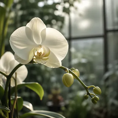 Elegant White Orchid in Morning Light