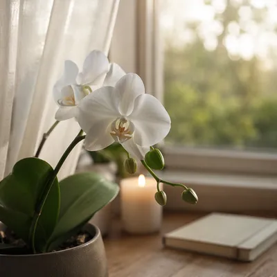 Elegant White Orchid in Morning Devotion