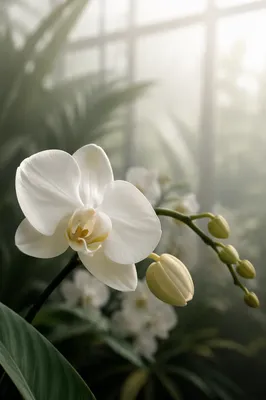 Elegant White Orchid in Morning Light