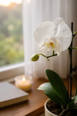 White Orchid and Candle Morning Devotion
