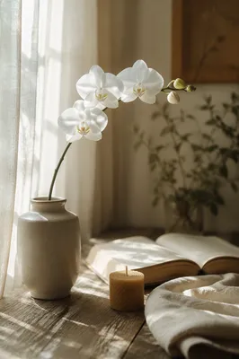 Elegant White Orchid in Morning Devotion