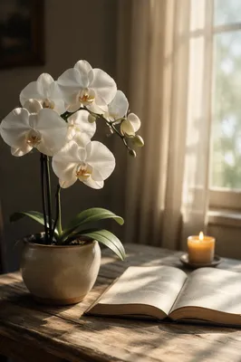 Elegant White Orchid in Morning Devotion