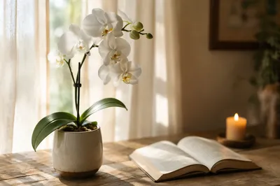 Elegant White Orchid in Morning Devotion