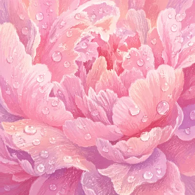 Dewy Pink Peony Petals Macro