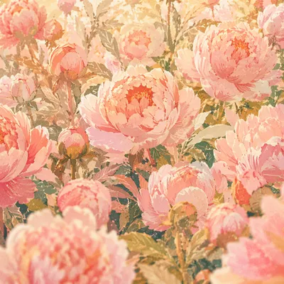 Soft Pink Peonies in Golden Garden Light